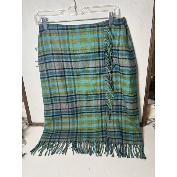 J Jill Skirt 6P Green Plaid Wrap Pencil Straight Y2K Twee Dark Academia      X - Picture 5 of 9